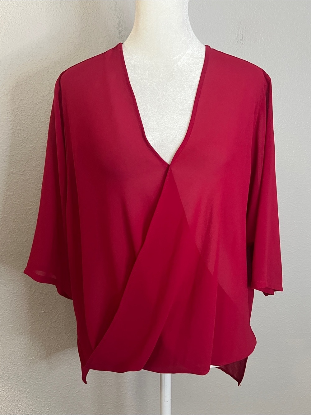 Wayf Cross Front High Low Blouse Pink Size Small